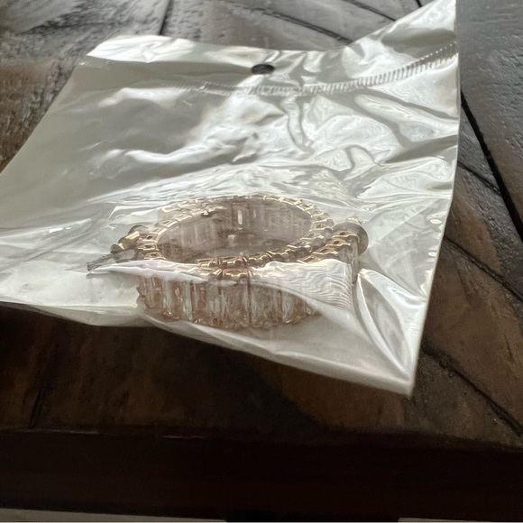 Rhinestone Clear Gold Adjustable Rings (3) & Matching Hoop Earrings - Picture 5 of 9